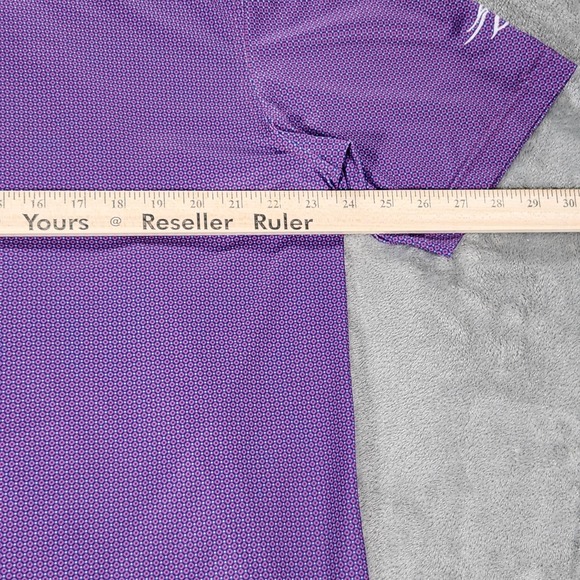 Peter Millar Polo Shirt Mens Large Purple Geo Print Summer Comfort Golf Stretch - Picture 9 of 12